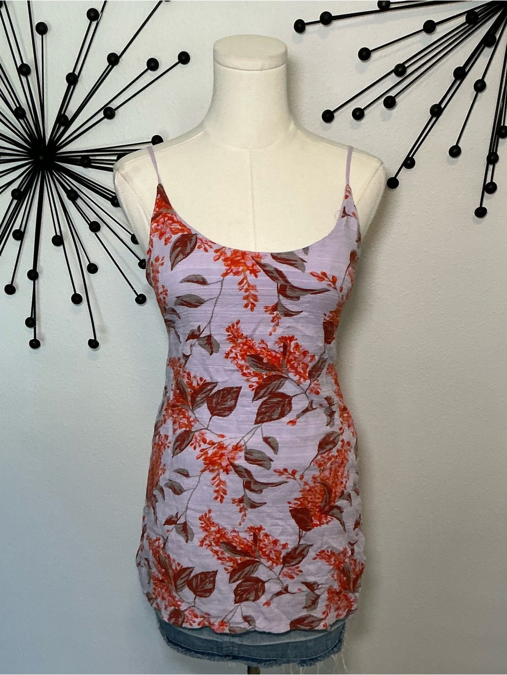 Kimchi Blue Floral Tunic Top Size Small Lavender Orange